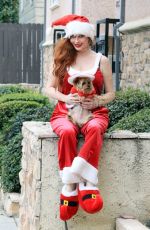 PHOEBE PRICE as Miss Clause Out with Her Dog in Los Angeles 12/15/2021