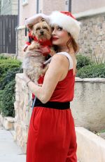 PHOEBE PRICE as Miss Clause Out with Her Dog in Los Angeles 12/15/2021
