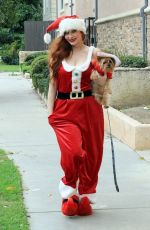 PHOEBE PRICE as Miss Clause Out with Her Dog in Los Angeles 12/15/2021