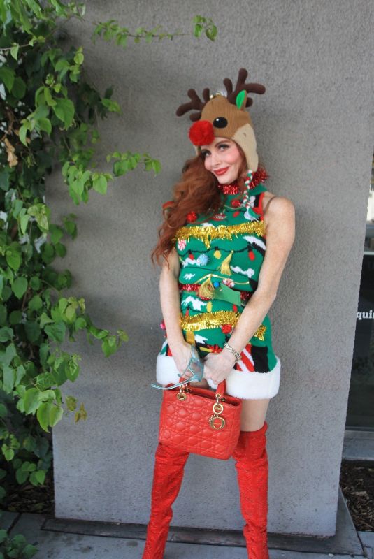 PHOEBE PRICE in a Christmas Outfit Out in Los Angeles 12/04/2021