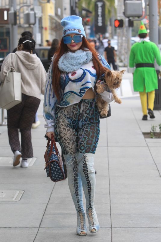 PHOEBE PRICE Out Shopping on Rodeo Drive in Beverly Hills 12/22/2021