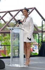 RIHANNA Accepts National Hero Insignia at Barbados Republican Celebrations in Bridgetown 11/30/2021