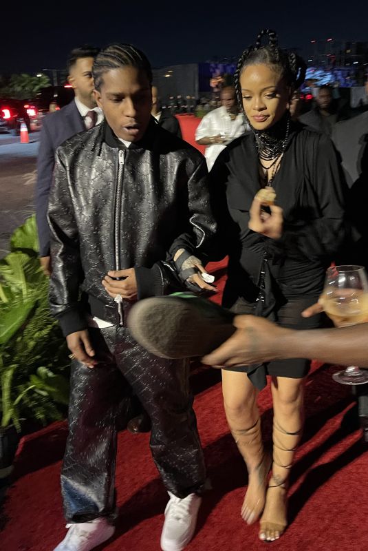 RIHANNA and Asap Rocky Arrives at Louis Vuitton Party at Art Basel in Miami Beach 11/30/2021