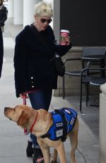 SELMA BLAIR Out with Dervice Dog at Starbucks in Beverly Hills 12/22/2021