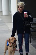 SELMA BLAIR Out with Dervice Dog at Starbucks in Beverly Hills 12/22/2021