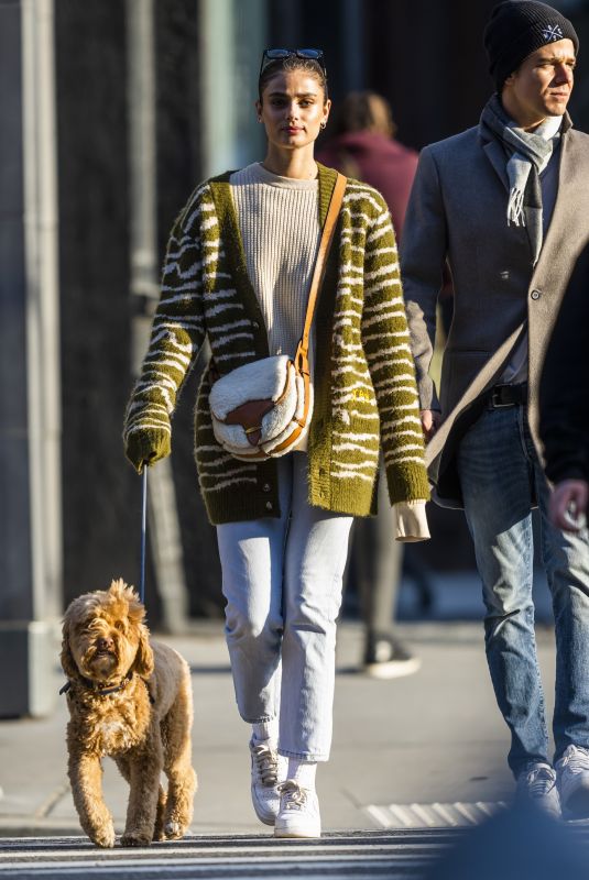 TAYLOR HILL Out with Her Dog in New York 12/05/2021