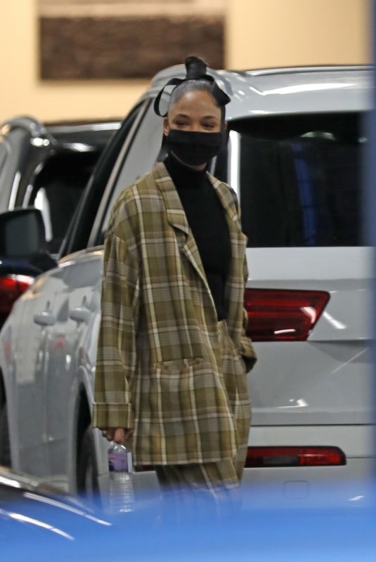 TESSA THOMPSON at Audi Dealership to Service Her Car in Los Angeles 12/15/2021