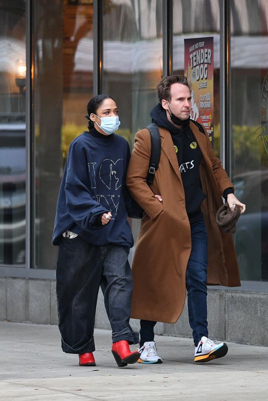 TESSA THOMPSON Out with a Friend in New York 11/30/2021