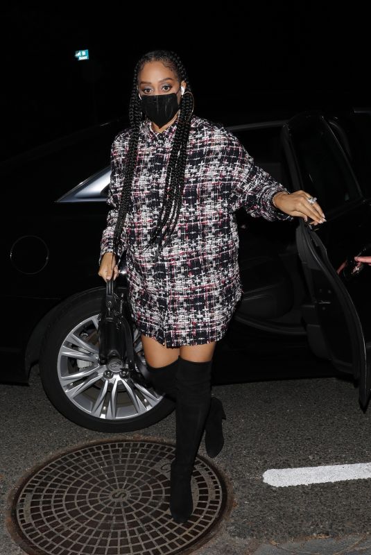 TIA MOWRY Arrives at Jennifer Klein