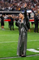 VANESSA HUDGENS Sings Anthem at Allegiant Stadium 12/05/2021