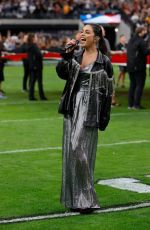 VANESSA HUDGENS Sings Anthem at Allegiant Stadium 12/05/2021