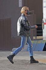 ASHLEY BENSON in Leather Jacket and Ripped Denim Out in Los Angeles 01/12/2022