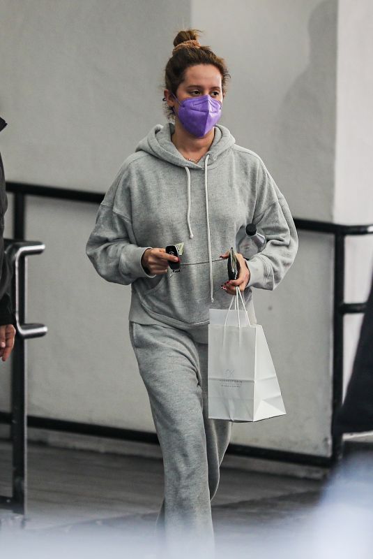 ASHLEY TISDALE Arrives at a Skin Care Clinic in Beverly Hills 01/19/2022