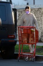 ASHLEY TISDALE in Denim Shorts Shopping at Trader Joe