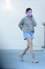 ASHLEY TISDALE in Denim Shorts Shopping at Trader Joe