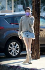 ASHLEY TISDALE in Denim Shorts Shopping at Trader Joe