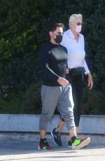 BRIGITTE NIELSEN and Mattia Dessi Leaves a Gym in Encino 01/25/2022