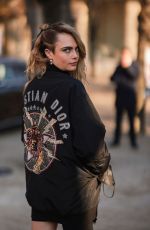 CARA DELVINGNE Arrivves at Dior Show at Paris Fashion Week 01/24/2022