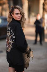 CARA DELVINGNE Arrivves at Dior Show at Paris Fashion Week 01/24/2022