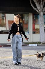CARA SANTANA Out with Her Dog in Los Angeles 01/12/2022