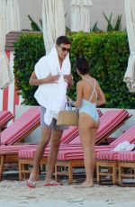 CARMEN MONTERO MUNDT and George Russell Out on the Beach in St. Barts 01/07/2022