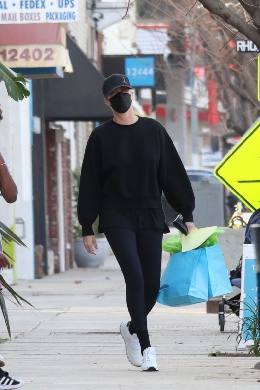 CHARLIZE THERON Out Shopping in Studio City 01/21/2022