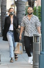 CHRISSY TEIGEN and John Legend Out for Lunch in Los Angeles 01/22/2022