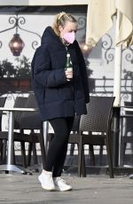 DAKOTA FANNING Holding a Bottle of Wine Out in Venice 01/22/2022