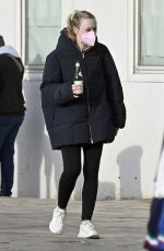 DAKOTA FANNING Holding a Bottle of Wine Out in Venice 01/22/2022
