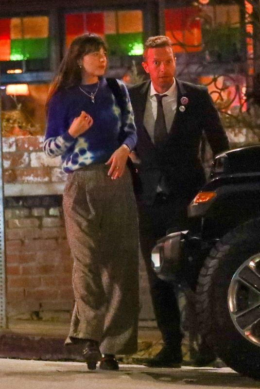 DAKOTA JOHNSON and Chris Martin Out for Dinner Date in Los Angeles 01/29/2022