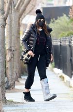 ELIZABETH HURLEY Sporting Her Ankle Brace Out in London 01/27/2022