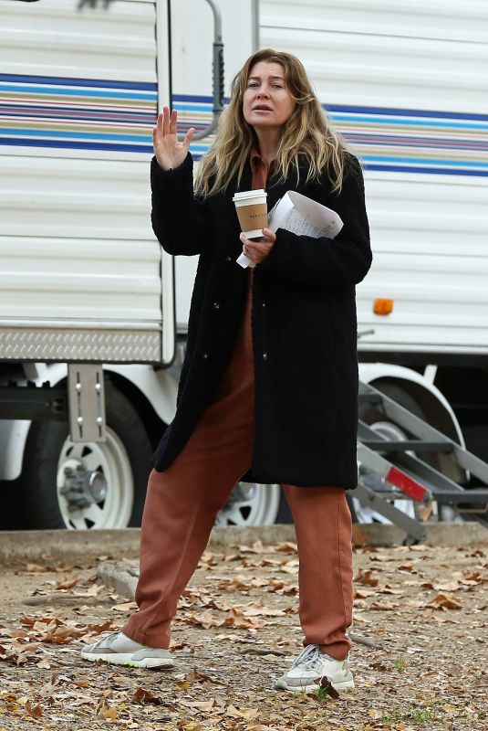 ELLEN POMPEO on the Set of Grey