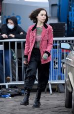 EMILIA CLARKE on the Set of Secret Invasion 01/27/2022