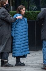 EMILIA CLARKE on the Set of Space Invasion in Leeds 01/22/2022