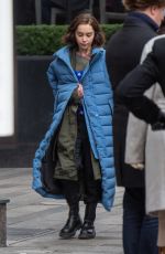 EMILIA CLARKE on the Set of Space Invasion in Leeds 01/22/2022