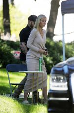 GWYNETH PALTROW Relaxing on the Set of an Uber Eats Commercial in Los Angeles 01/11/2022