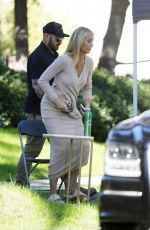 GWYNETH PALTROW Relaxing on the Set of an Uber Eats Commercial in Los Angeles 01/11/2022