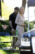 GWYNETH PALTROW Relaxing on the Set of an Uber Eats Commercial in Los Angeles 01/11/2022