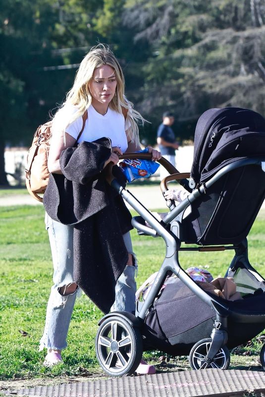 HILARY DUFF Out at a Park in Los Angeles 01/22/2022