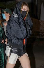 HUNTER SCHAFER in Shorts Leaves Delilah in West Hollywood 01/24/2022