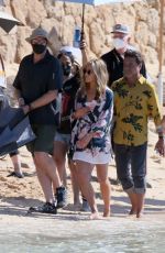 JENNIFER ANISTON on the Set of Murder Mystery 2 at a Beach in Hawaii 01/18/2022