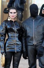 JULIA FOX and Kanye West Arrives at Haute-Couture 2022 Schiaparelli Show at Paris Fashion Week 01/24/2022