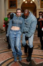 JULIA FOX and Kanye West in Double Denims at Kenzo Men