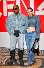 JULIA FOX and Kanye West in Double Denims at Kenzo Men