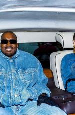 JULIA FOX and Kanye West in Double Denims at Kenzo Men