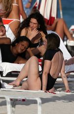 JULIA FOX in a Black Swimsuit Out on the Beach in Miami 01/02/2022