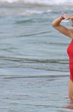 KATHARINE MCPHEE in a Red Swimsuit at a Beach in Hawaii 12/29/2021