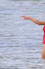 KATHARINE MCPHEE in a Red Swimsuit at a Beach in Hawaii 12/29/2021