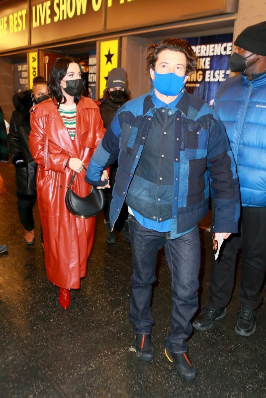 KATY PERRY and Orlando Bloom Leaves Broadway Play American Utopia in New York 01/30/2022
