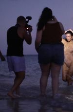 KIM KARDASHIAN in Swmisuit at Evening Photoshoot for Her Skims Swimwear Line 01/18/2022